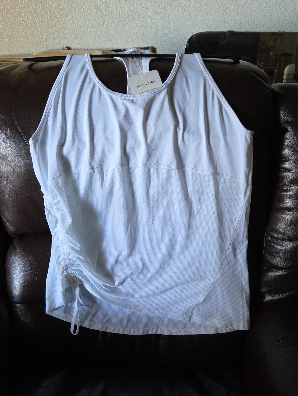 Fabletics White Racerback Workout Tank with Side Drawstring - Picture 5 of 6